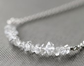 Herkimer Diamond Necklace Sterling Silver April Birthstone Bar Necklace Clear Quartz - Attunement