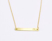 Brass Initial bar - custom lowercase letter gold filled necklace - minimal jewelry personalized gift