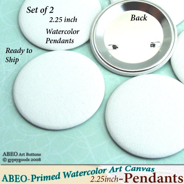ABEO-(2) 2.25inch.. WATERCOLOR Art Canvas Two Jewelry PENDANTS