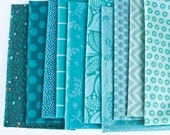 10 Blue Green - Fat Eighth Bundle - Quilting Fabric