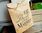 Brown Paper Favor Bags - Wedding Cookie or Treat Bag - Be Married Style - One Bag