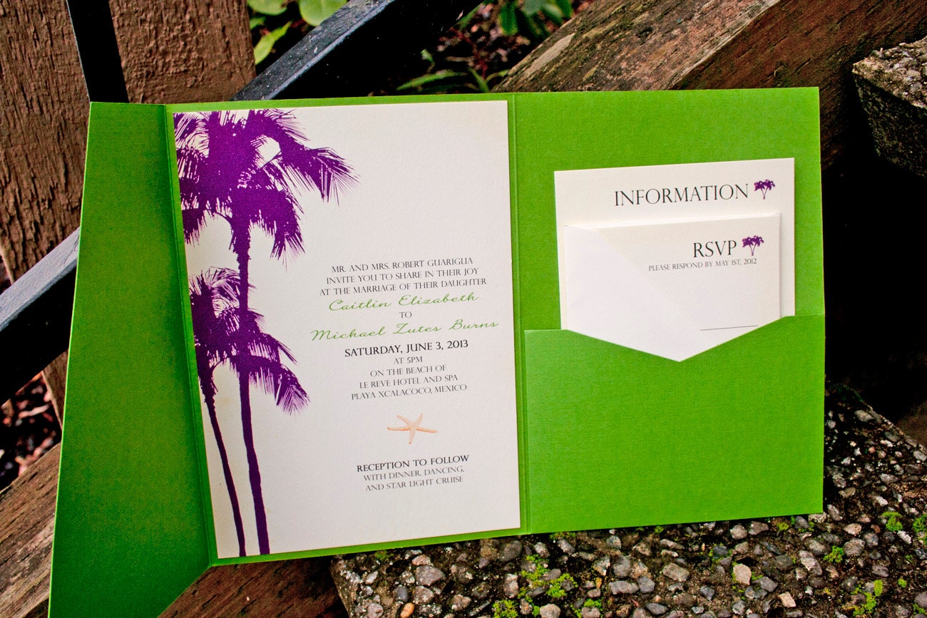 Palm Wedding Invitation - Tropical Destination Celebrations  -  Design Fee