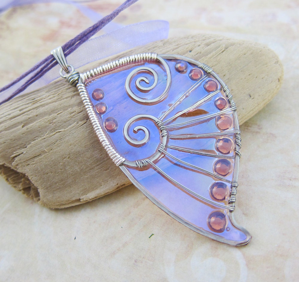 Sihaya Designs Faery Wing Necklace - Leanan Sidhe- Iridescent Fairy Wing Jewelry