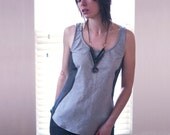 SONUS-Monochromatic Tank Top w/ Sheer Side Panels-Two Tone Gray