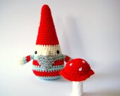 gnome toy doll, amigurumi plushie toy, crochet, boy, children, red and blue  .. gary the gnome
