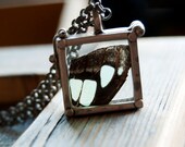 Broken Blue Glowfly Butterfly Specimen Necklace