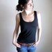 Black Slinky Soft Tank Top / Women's Blouse / Banded TShirt / Sleeveless Tee
