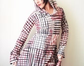 Just One Victory - iheartfink Handmade Hand Printed Womens Fashion Artistic Plaid Hoodie Tunic Mini Dress