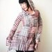 Just One Victory - iheartfink Handmade Hand Printed Womens Fashion Artistic Plaid Hoodie Tunic Mini Dress