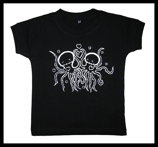 Baby Zombie Octopus Squid black t-shirt Alternative Punk Rock Goth Babies