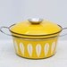 vintage catherineholm yellow enamel lotus pot w/ lid