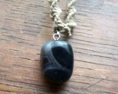 Natural Hemp with Swirled Black Marble Pendant
