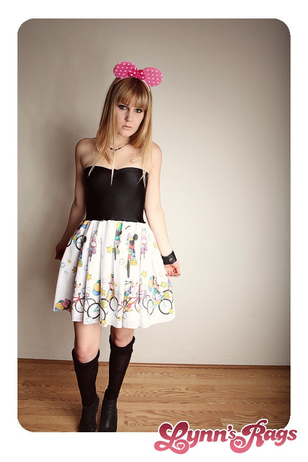 DISNEY Mickey Mouse BIKE Dress BOW Handmade Disney Bicycle