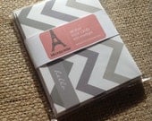 Set of 6 - Gray, Green and Pinks Chevron Blank Notecards