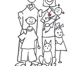 Made to order personlized stick people cards
