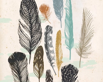 Feathers - print of original illustration