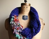 Bohemian knit loop infinity scarf. Purple. Mint.  Rust.