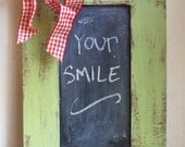 Happiness Chalkboard from vintage cabinet