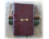 Leather Journal / Sketch / Guestbook . large 9"x6" . handmade handbound . burgundy with goldtone clasp & endpages (320pgs)