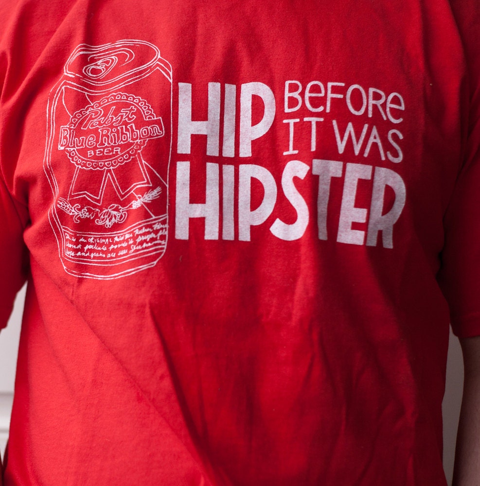 Pabst Blue Ribbon tshirt Hip before it was Hipster Red