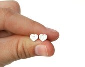 teeny tiny lobe love heart sterling silver stud earrings