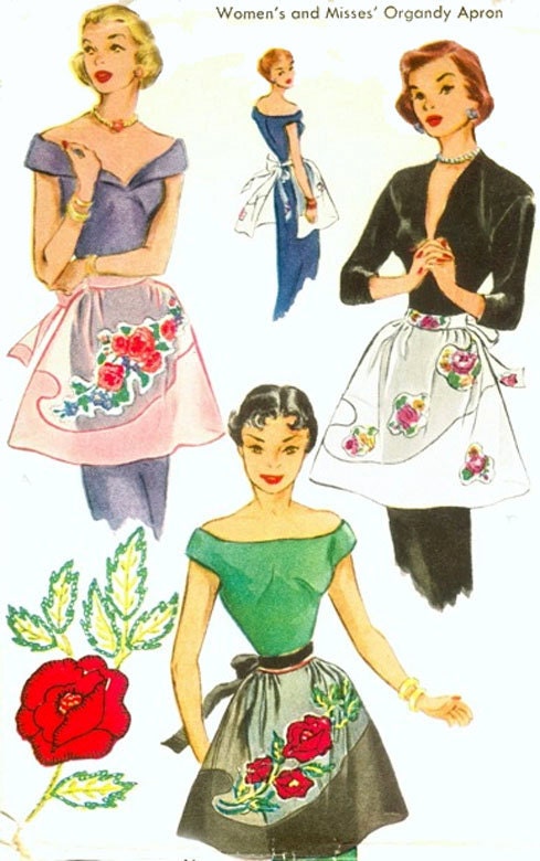 1950s McCalls 1594 Women's Organdy Apron Vintage Sewing Pattern One Size