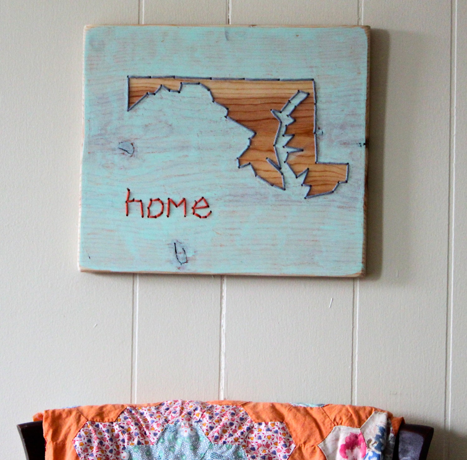 Maryland Home YOU PICK COLORS Stitched Reclaimed Wood Art