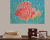 Charly - the Lion Fish... original painting, 9.4x6.7", 24x17 cm, gouache, paper, fish, animal, poison, sea, ocean, nature, fantasy