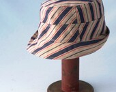 Cotton Fedora in Blue, Red, and Khaki Stripes: Mens, Womens Hats - L