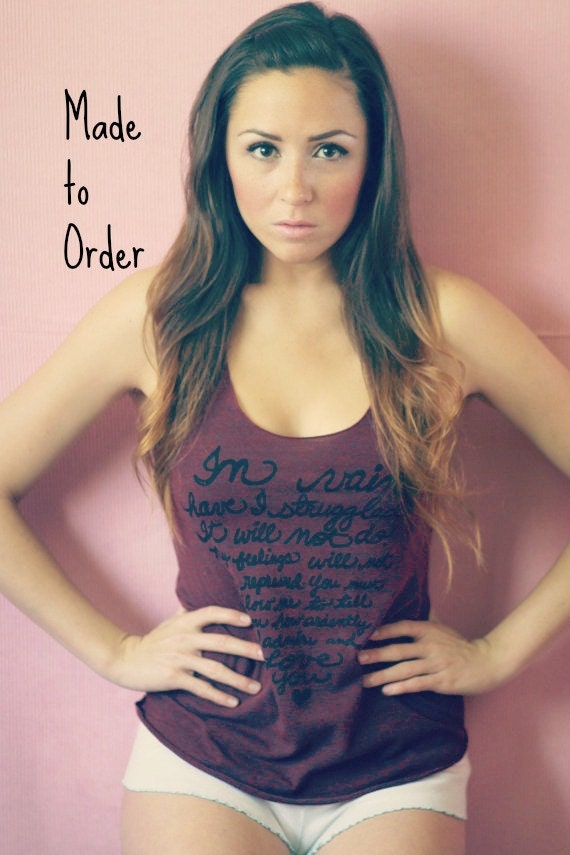 MADE TO ORDER Mr. Darcy Proposal. Ladies' Racerback Tank in Cranberry