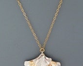 mixed metal sterling silver and gold filled triple ginkgo leaf necklace, Rachel Wilder Handmade Jewelry