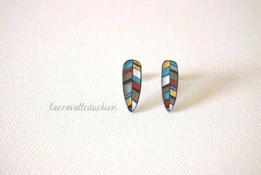 Feather Earrings - Indian Feather Earrings - Colorful Acrylic Jewelry