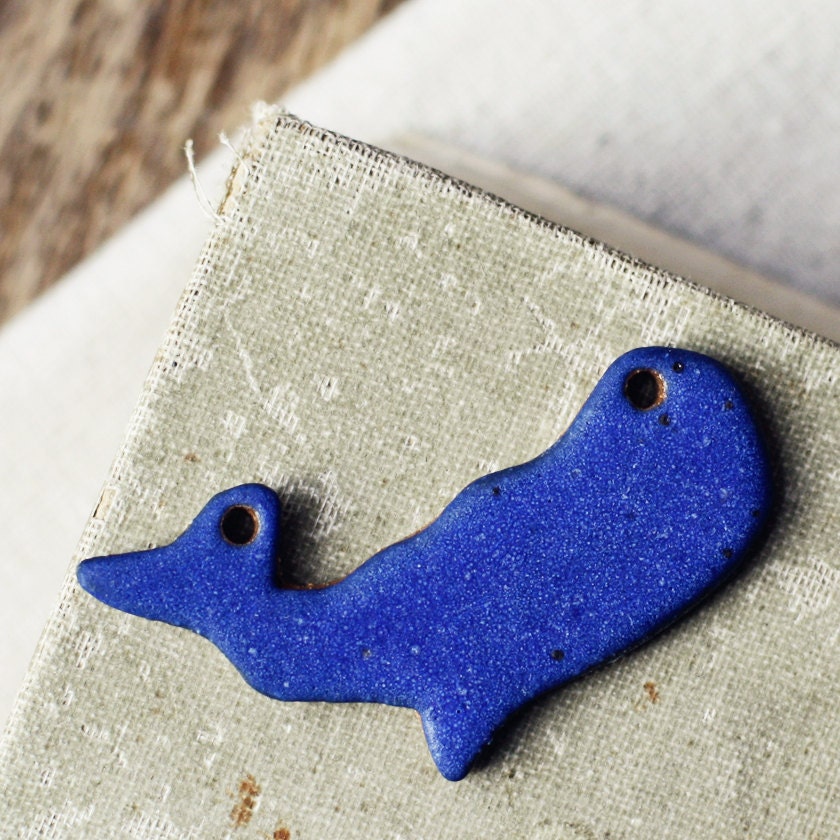 Whale Silhouette- large- handmade ceramic connector pendant