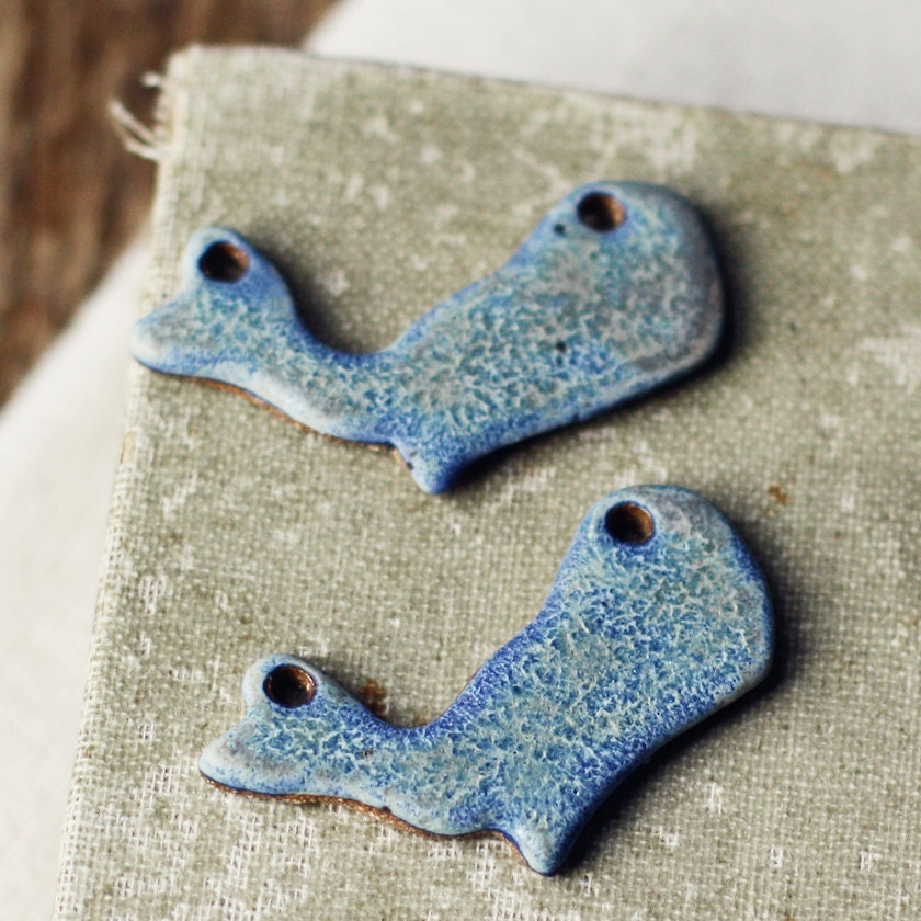 Whale Silhouette- small- handmade ceramic connector pendant- ONE