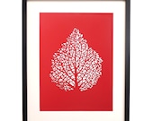 Wall Decor Papercut Leaf Skeleton in Red