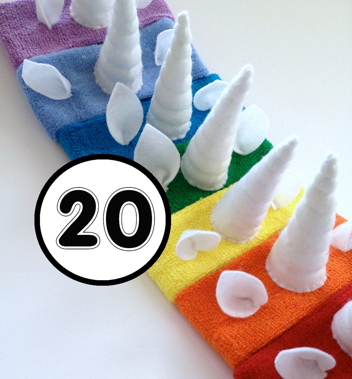 20 Party Pack of Unicorn Headbands - 20 Piece Set - Team Spirit Sports Accessory Party Favor