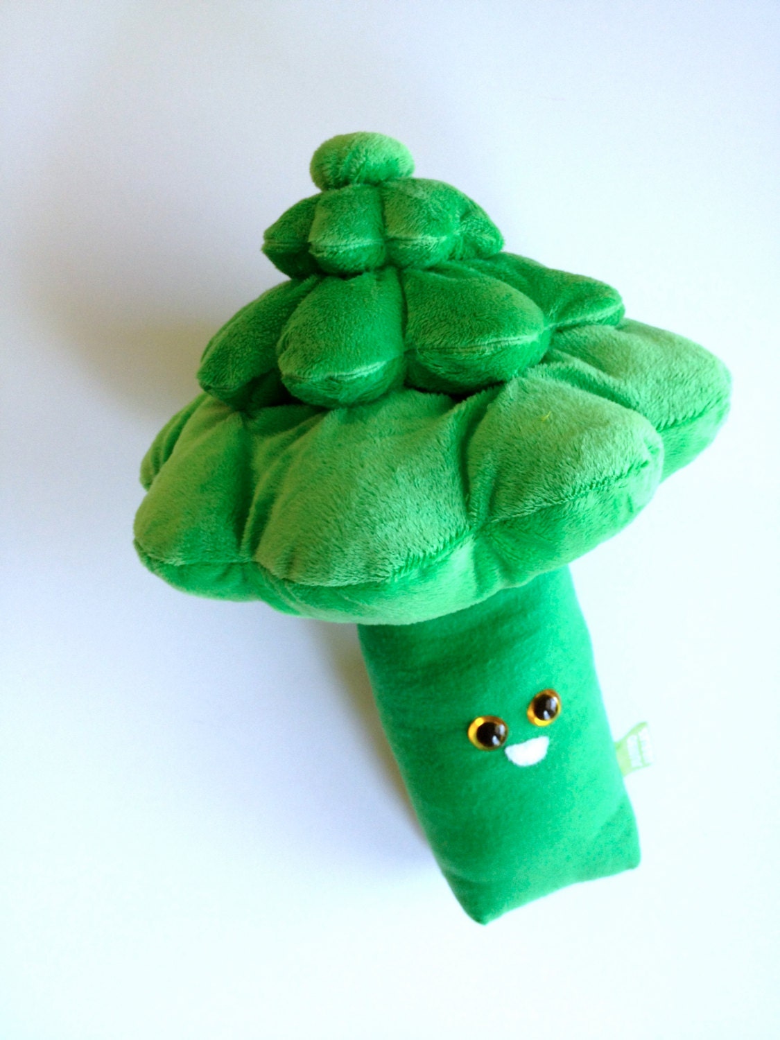 Broccoli Stuffed Toy - Silky Plush and Flannel - Food Play - Green Fabric Doll