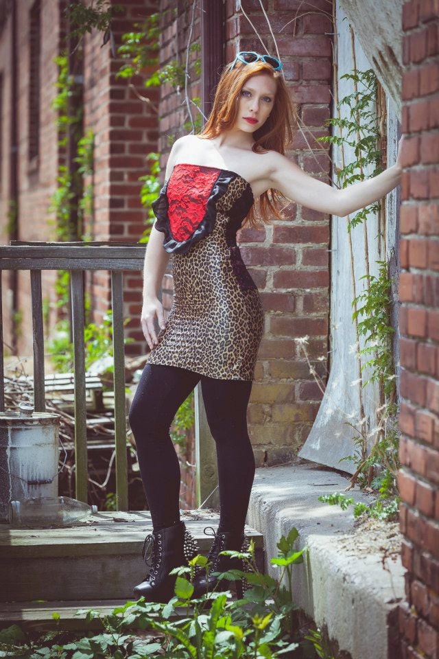 Leopard and Red Lace Dress