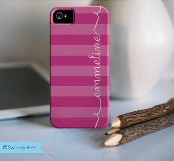 personalized custom iPhone 5 cell phone case - "pink ribbons"