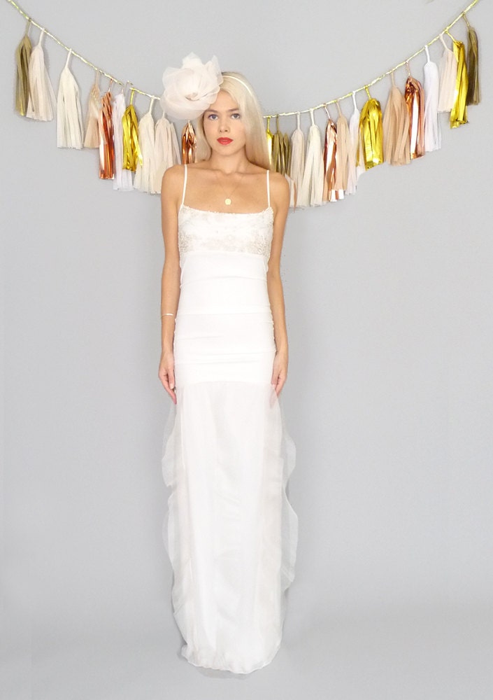 Ina: Romantic Fit and Flare Airy Chiffon and Organza Ruffles Mermaid Wedding Gown