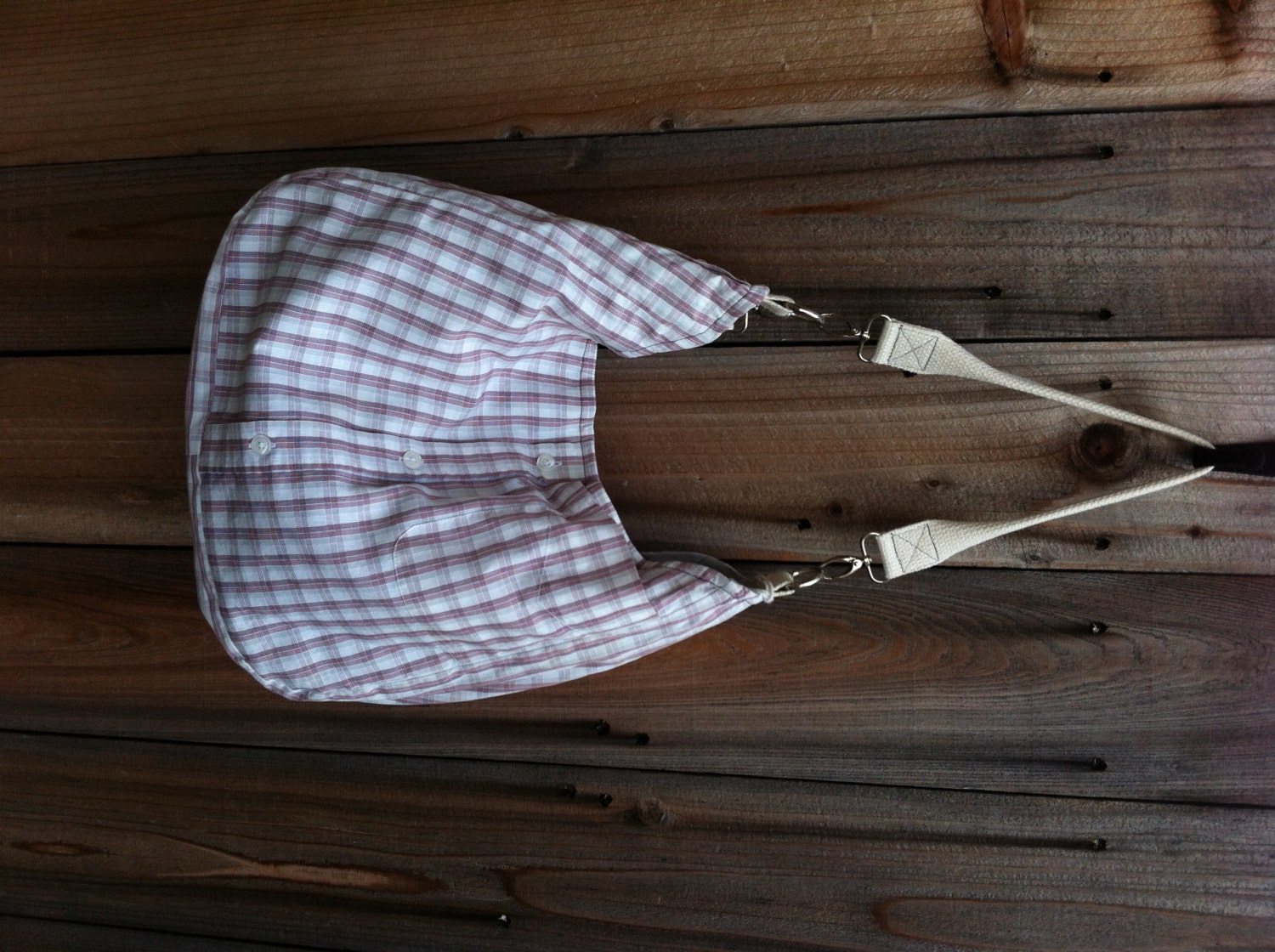 Dress Shirt Purse - burgundy plaid