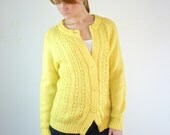 1960s Cardigan / Lemon Yellow Sweater