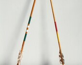 Vintage Wooden Feather Arrow / Vintage Archery, Striped Arrow