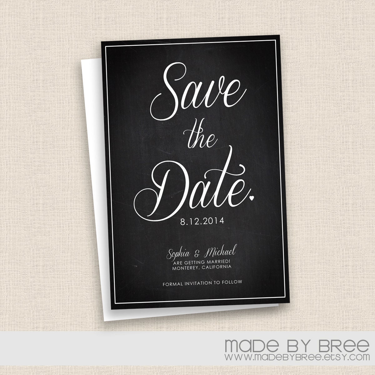 Cursive and Classic - Chalkboard Save the Date - Invitation
