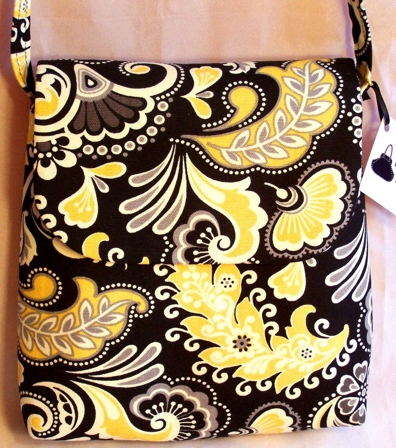 Black Gold Paisly Square Bag Pittsburgh Steelers colors