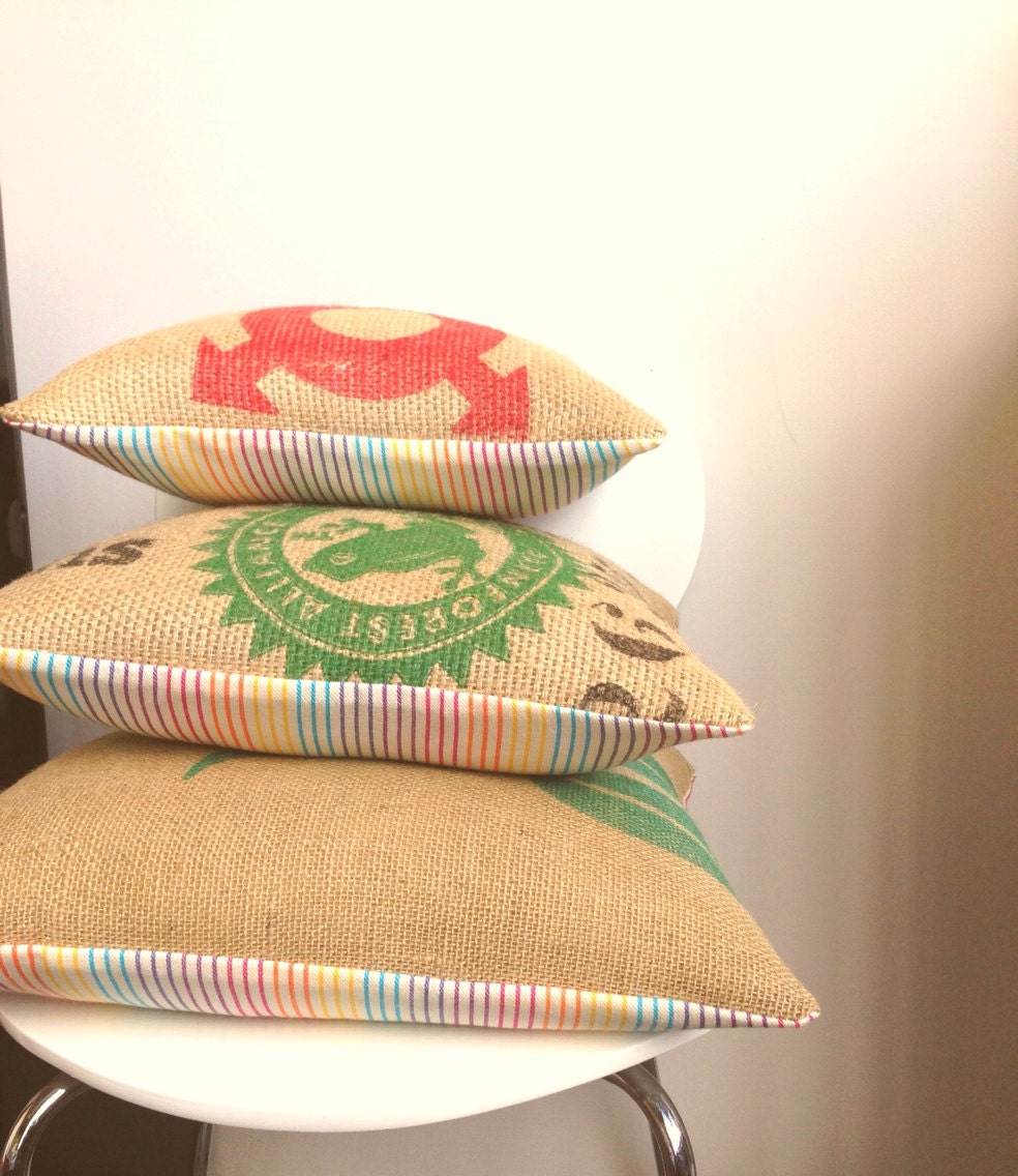 Small Burlap Coffee Sack Pillow