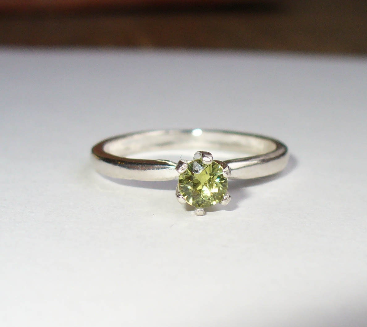 Demantoid Garnet Solitaire Ring