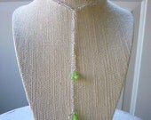 Green Flower Charm Lariat Necklace