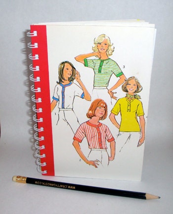 Sewing Pattern Notebook, artist journal, spiral artist book, sewer gift