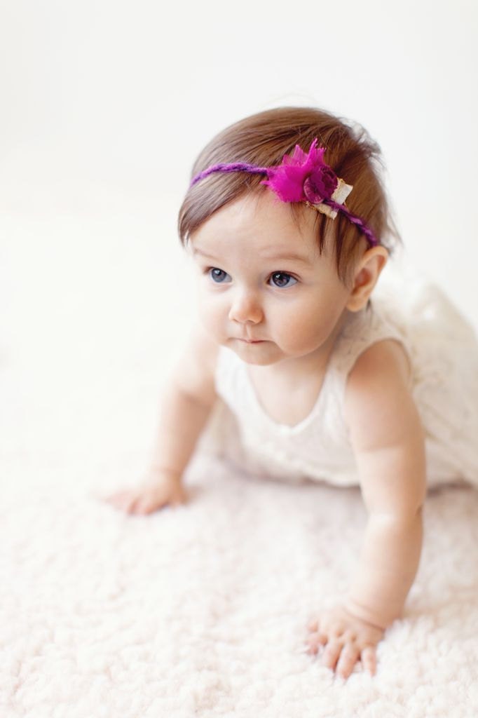 Tellulah - Open Halo Headband Wrap Tie Back - Purple Plum Button Rosette - Newborn Baby Girl Infant Adults - Photo Prop